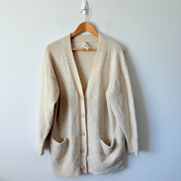 Aritzia Wilfred Bilbao Oversized Wool Cardigan Sweater Cream Size 2 Medium - Picture 1 of 6